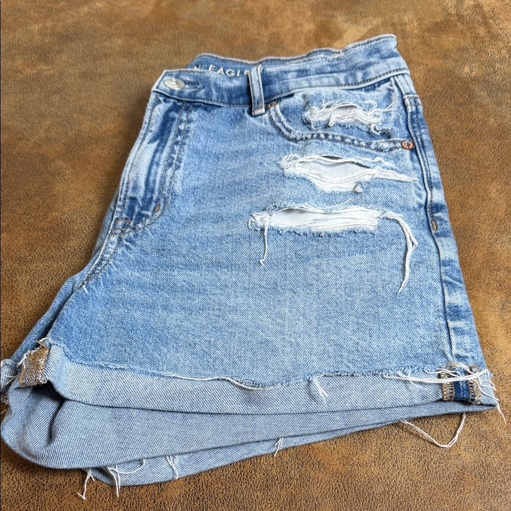 American Eagle Outfitters Light Blue Ripped Jean Shorts